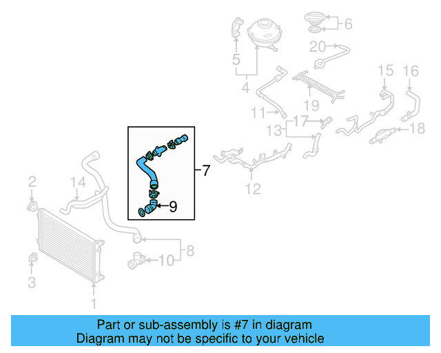 Upper Hose 1J0-122-101-A - View 6