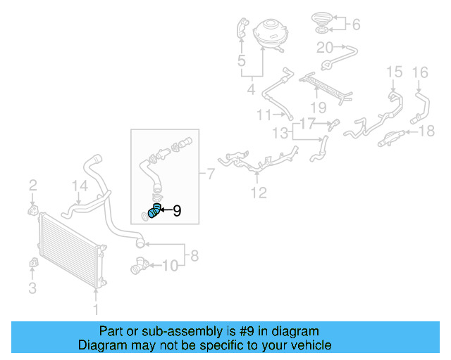 Cooling System Bypass Line Adapter 1J0-122-291 - View 27