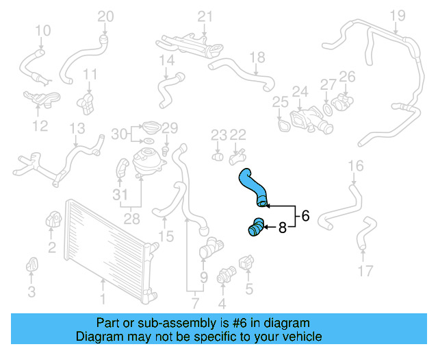 Upper Hose 1J0-122-101-D - View 6
