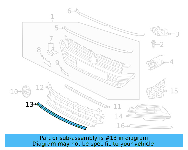 Outer Grille Filler Panel 3G8-807-364 - View 6