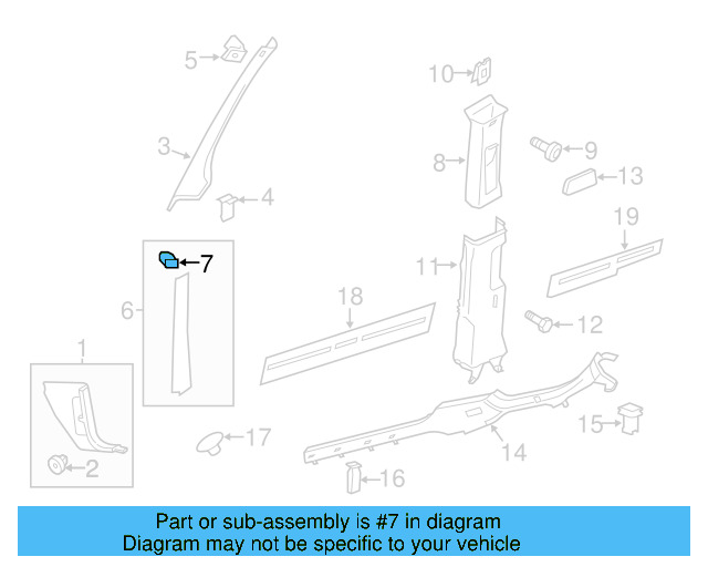 Windshield Pillar Trim Clip 8Z0-867-276 - View 26