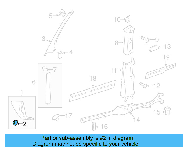 Upper Center Pillar Trim Screw N-105-995-01 - View 7