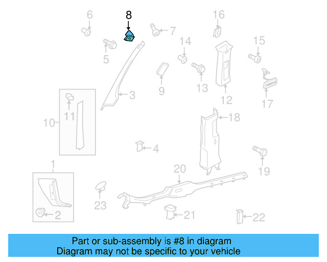 Windshield Pillar Trim Retainer Nut 1K0-867-207 - View 9