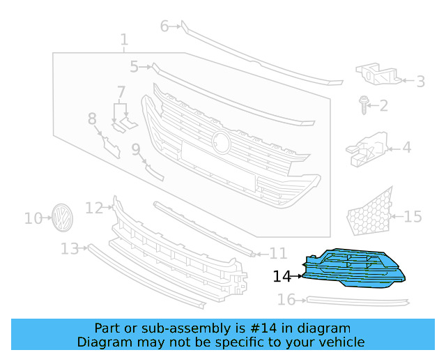 Outer Grille 3G8-853-666-9B9 - View 3