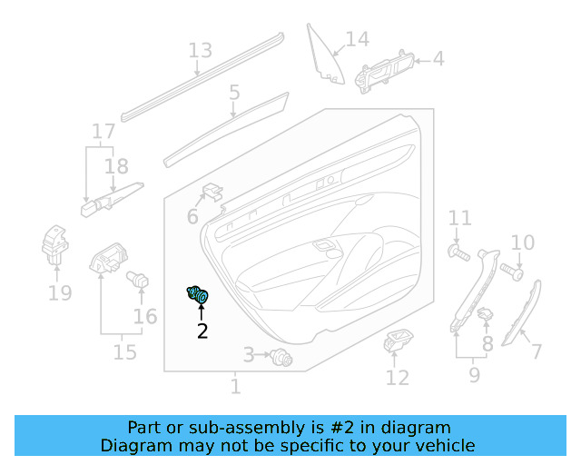 Door Trim Panel Retainer Clip 3AA-868-243-A - View 62