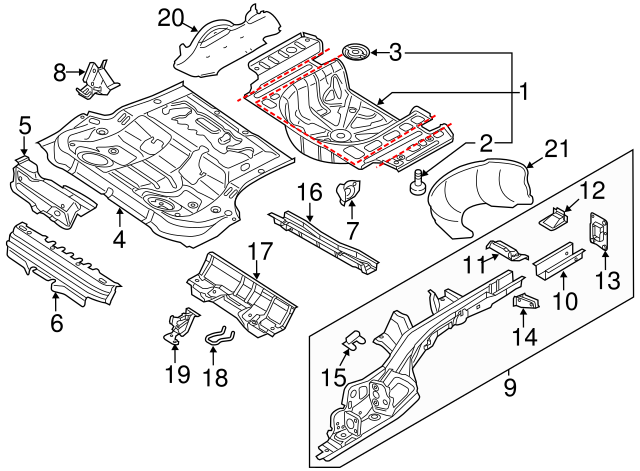 Rear Floor Pan Retainer 1T0-803-274 - View 49