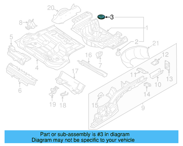 Rear Floor Pan Retainer 1T0-803-274 - View 50