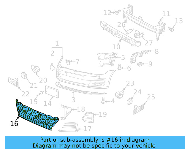 Center Grille 5GM-853-677-G-9B9 - View 3