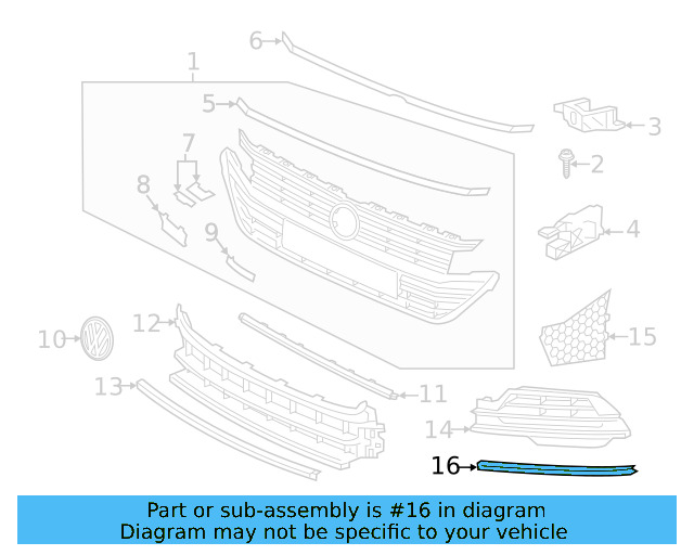 Outer Grille Filler Panel 3G8-807-364 - View 7