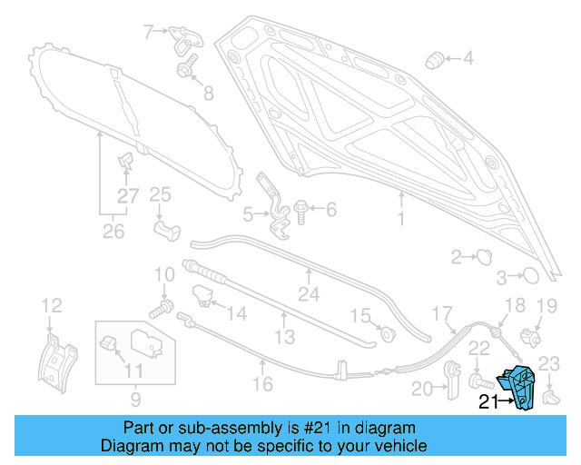 Hood Release Handle Bracket 6R1-823-633 - View 30