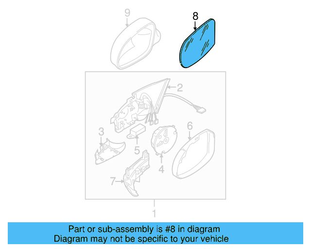 MIRROR GLASS Right side 3B1-857-522-A - View 6