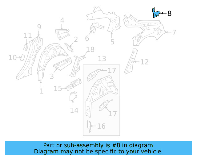 Rear Reinforced Bracket 3G8-867-892 - View 3