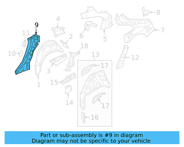 Pillar Reinforced 3G8-809-614 - View 3
