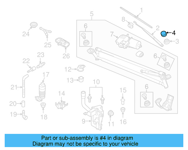 Wiper Arm Cap 5N0-955-205-9B9