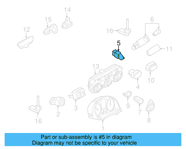 Hazard Switch 5K0-953-509-A - View 5