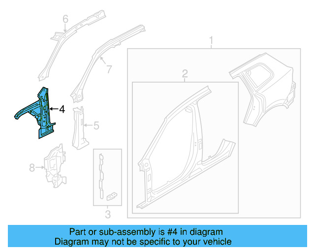Inner Hinge Pillar 7P0-805-191-A - View 4