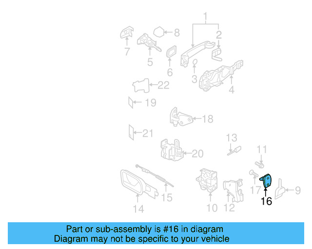 Door Lock Striker Plate 3B0-837-033-AJ - View 15