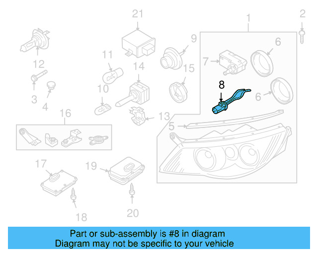 Low Beam Bulb Mount 5M0-941-160-A - View 10