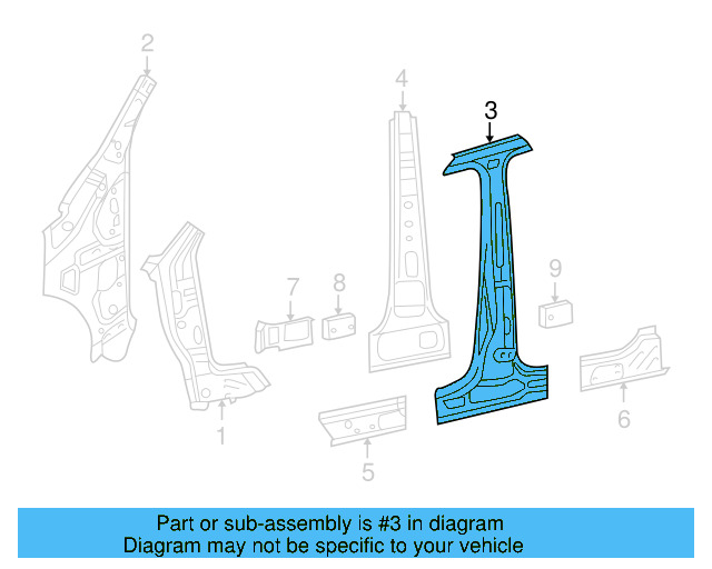Center Pillar Reinforced 5N0-809-219-A - View 3