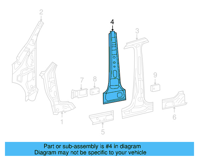 Inner Center Pillar 5N0-809-881-A - View 3