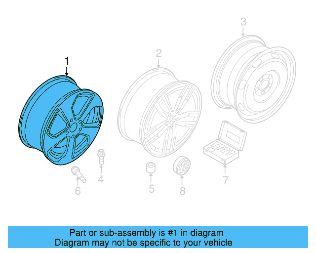 Wheel, Alloy 5G0-601-025-BB-8Z8 - View 3