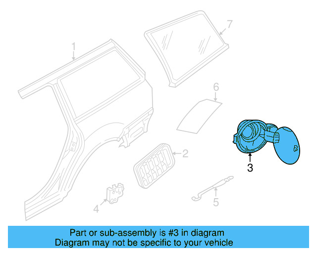 Fuel Door (Unpainted) 3b0809857egru - View 3