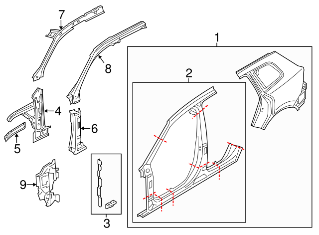 Hinge Pillar Reinforced 7P0-809-204 - View 5