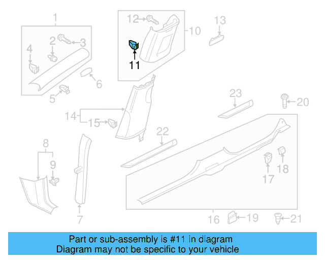 Upper Center Pillar Trim Retainer Nut 1K0-880-288-A - View 27