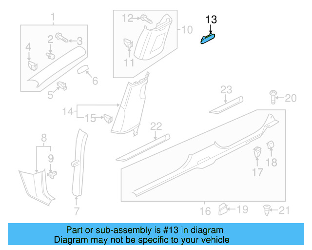 Upper Center Pillar Trim Trim Plate 1K8-853-437-95T