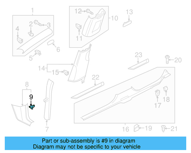 Kick Panel Trim Clip 1C0-867-207 - View 19