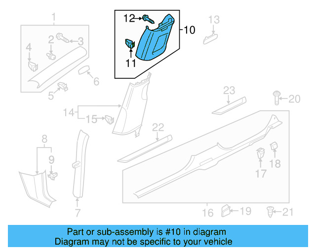 Upper Center Pillar Trim 561-867-244-A-Y20 - View 7