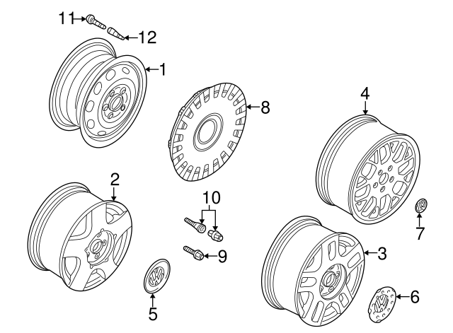 Wheel, Steel 1J0-601-027-AJ-03C