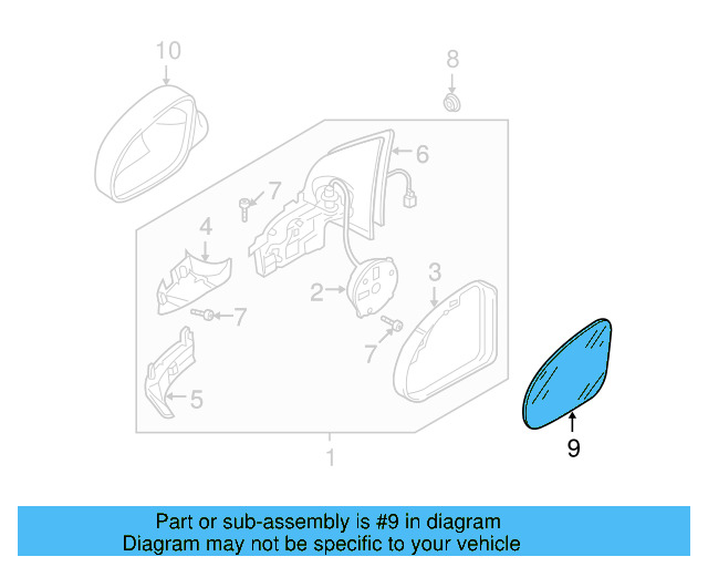 Mirror Glass 3C0-857-522-R - View 4