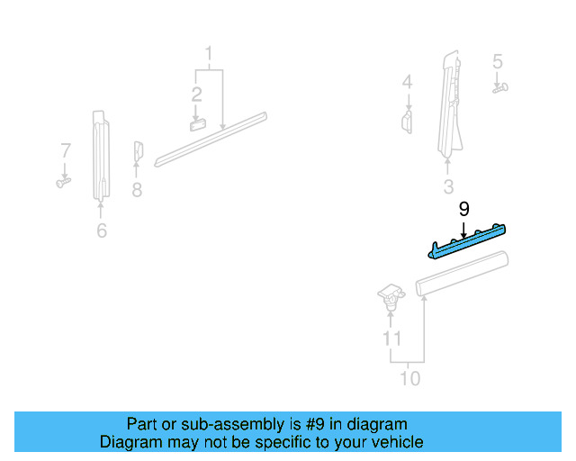 Side Molding (Unpainted) 3b0898573gru - View 7