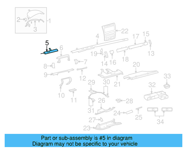 Upper Trim 3D1-858-335-D-5W8 - View 5