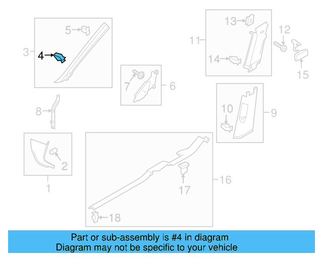 Windshield Pillar Trim Clip 4A0-867-276 - View 51