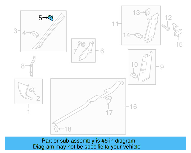 Windshield Pillar Trim Clip 4A0-867-276 - View 8