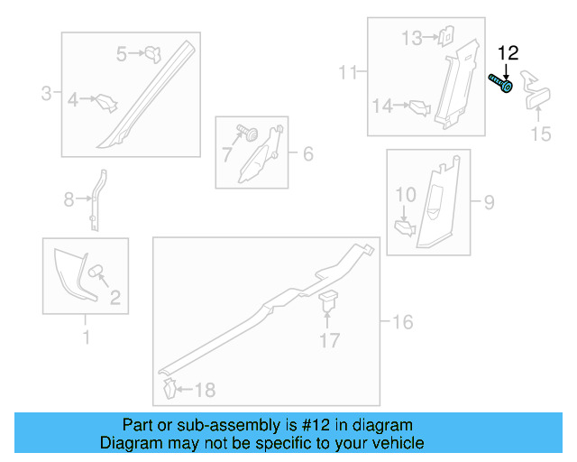 Upper Center Pillar Trim Screw N-912-259-01 - View 11