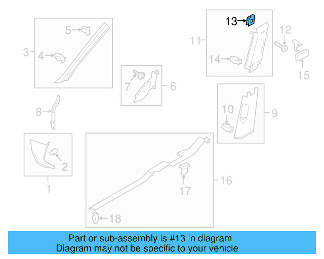 Upper Center Pillar Trim Retainer Nut 1K0-880-288-A - View 41