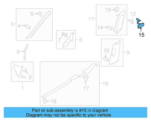 Upper Center Pillar Trim Trim Plate 5G0-853-437-Y20 - View 24
