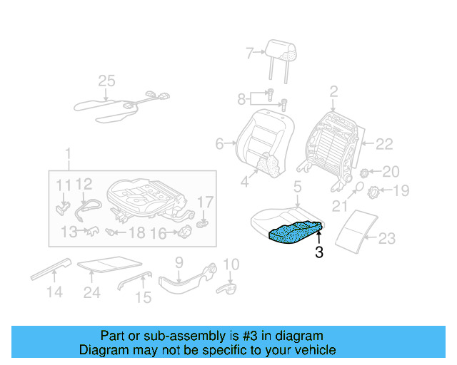 Seat Cushion Pad 1J0-881-375-T - View 2