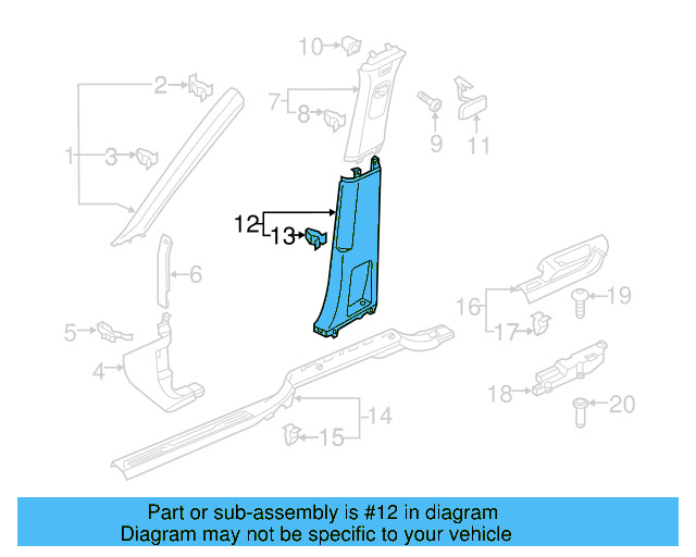 Lower Center Pillar Trim 3CN-867-292-A-82V - View 4