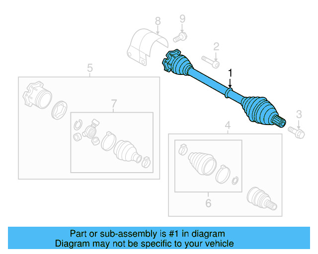 Axle Assembly 5C0-407-271-BQ - View 4