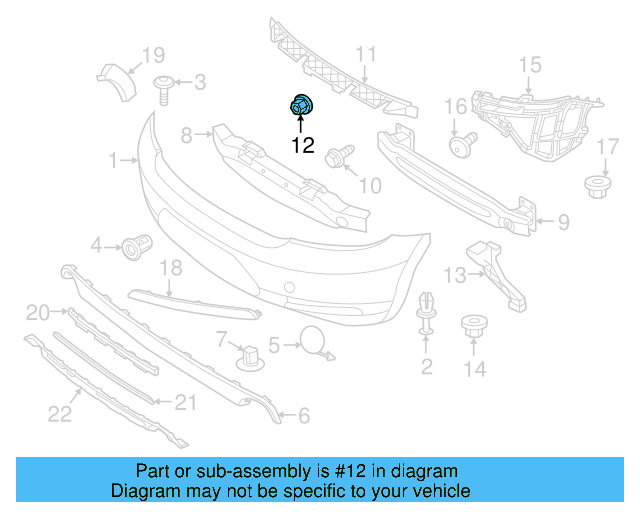 Bumper Cover Support Rail Nut N-910-189-01 - View 63