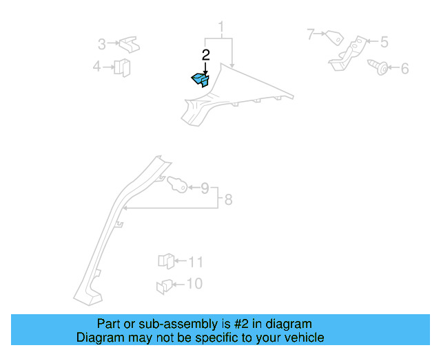 Windshield Pillar Trim Clip 4A0-867-276 - View 11
