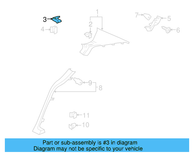 Windshield Pillar Trim Clip 4A0-867-276 - View 10