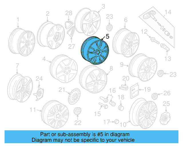 Wheel, Alloy 1C0-601-025-P-8Z8 - View 6