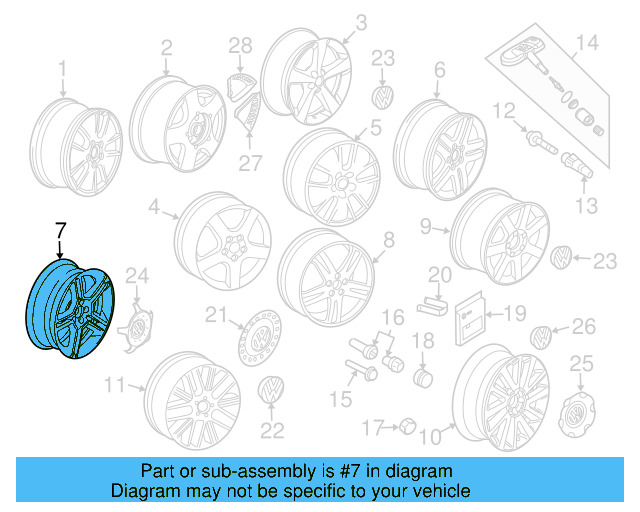Wheel, Alloy 1C0-601-025-J-1E9 - View 3