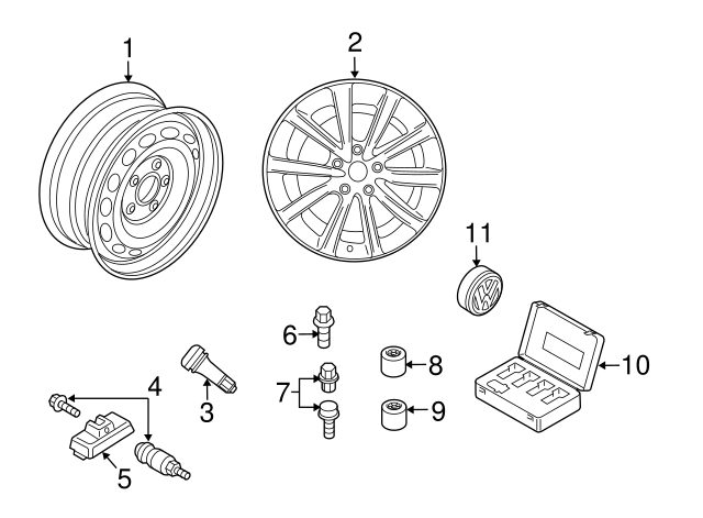 Wheel, Alloy 5N0-601-025-R-8Z8 - View 11