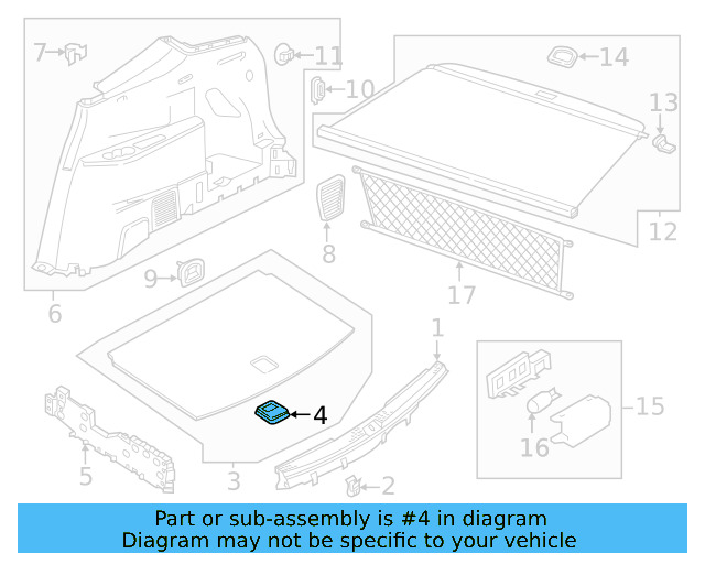 Cargo Cover Handle 5H0-887-184-A-9B9 - View 5